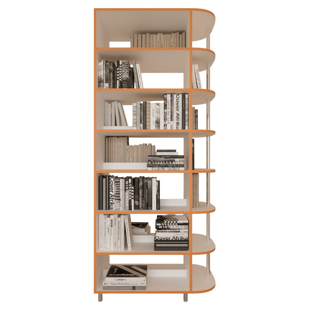 Стелаж двосторонній з кутовим закінченням Захід Меблі Колібрі Білий з помаранчевою крайкою 1200х500х2100 мм